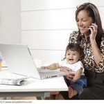 working mom with baby